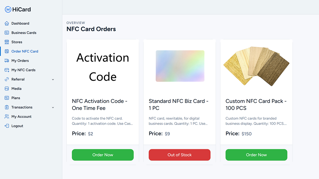 Order NFC Cards